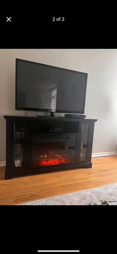 TV stand with electric fireplace, View more