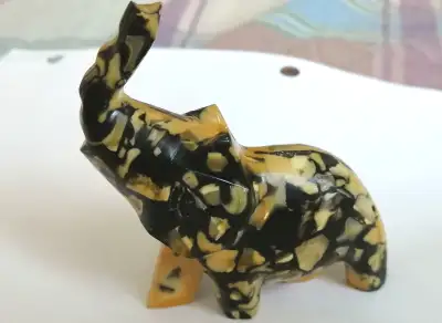 VINTAGE MOTHER OF PEARL IN THE BAKELITE ELEPHANT FIGURINE, View more