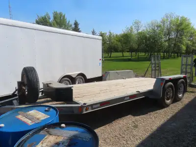 2004 18ft Saturn Bumper Hitch Flat Deck Tandem 7000lbs Axle x 2 Beaver Tail & Ramps , Has Current Sa...