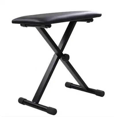 Features: Black satin finish (top, frame and legs) Padded synthetic leather top Seats one person Non...