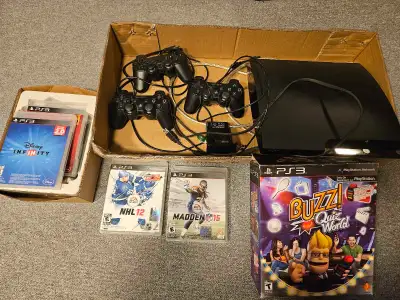 PS3 plus games and controllers, View more