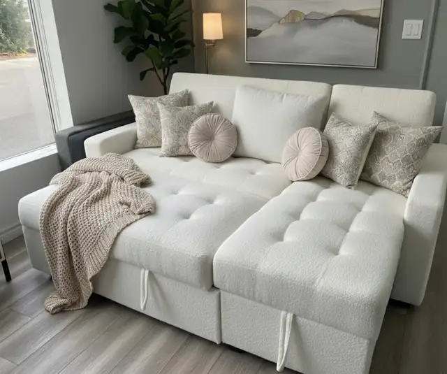 PRE ORDERS !! L-Shape Sofa Bed with Storage Chaise - Convertible in Couches & Futons in Burnaby/New Westminster - Image 4