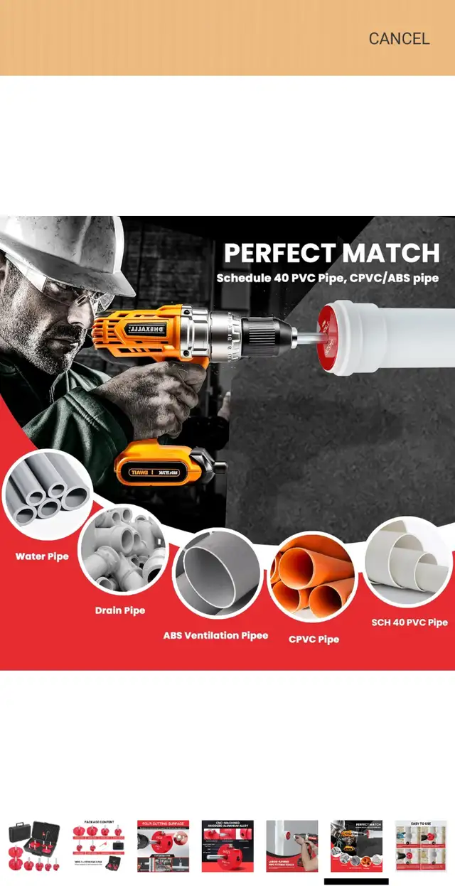 PVC Pipe Reamer Kit - Plastic Pipe Fitting 3/4'' - 4'' 5pc kit in Hand Tools in City of Toronto - Image 9