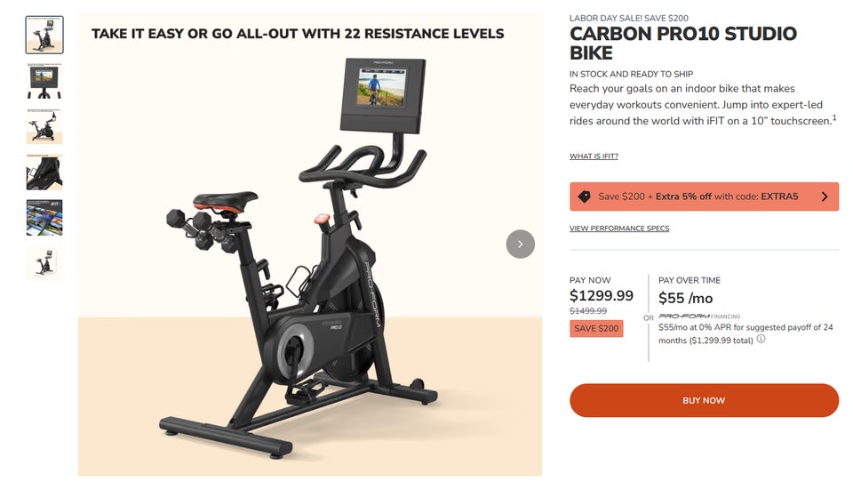 ProForm Carbon Pro 10 Studio Bike | Exercise Equipment | Gatineau ...