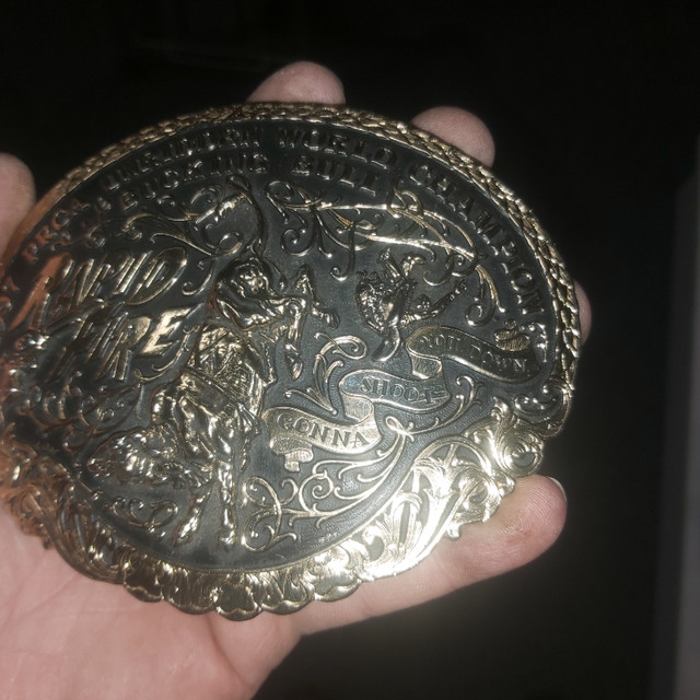 Belt Buckles -1997 PRCA Bull riding/Fire department/Prentiss Oil in Arts & Collectibles in Red Deer - Image 2