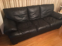 Black genuine leather sofas