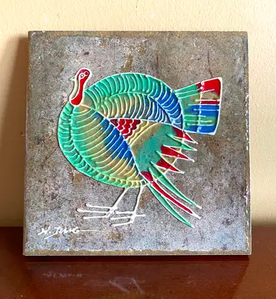 Jiang’s Colorful Turkey Ceramic Hanging Tile Wall Art 15x15 cm, View more