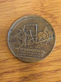 INTERNATIONAL HARVESTER REAPER COIN ..1831-1931