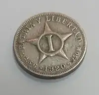 Vintage circa 1920 Republic of Cuba UN CENTAVO COIN