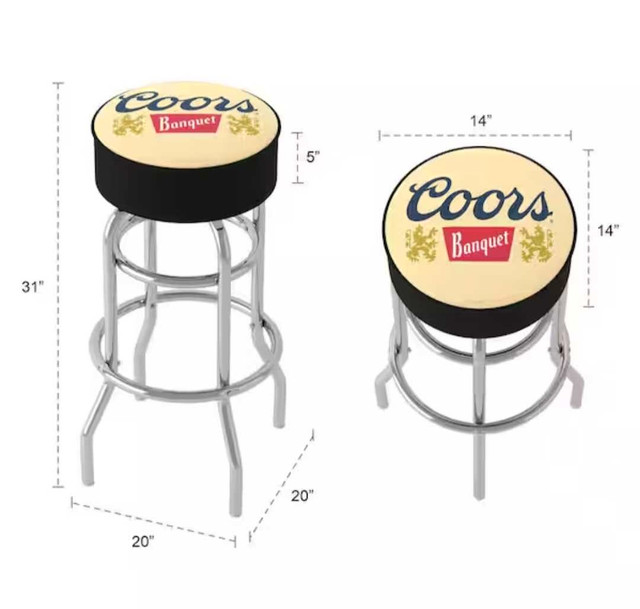 FREE DELIVERY Coors Banquet Logo Metal Bar Stool / Chair in Chairs & Recliners in Richmond - Image 3