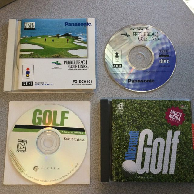 3 CD-Pebble Beach GOLF, Microsoft GOLFING, Add on Course D'Alene in PC Games in Oshawa / Durham Region