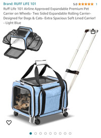 Ruff Life 101 Airline Approved Pet Carrier on Wheels- New