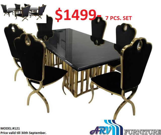 DINING TABLE CHAIR GOLD MARBLE TOP KITCHEN ARV FURNITURE in Dining Tables & Sets in Mississauga / Peel Region