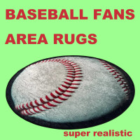 Round Baseball Area Rug, baseball shaped mats, baseball fan them