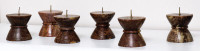 Set of 6 Marble Candle Holders 3 inch high, New