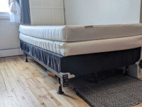 Full twin bed set : base, two twin mattresses + twin box spring 