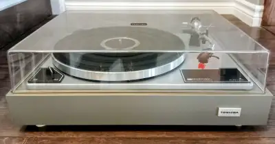Vintage Toshiba turntable record player., View more