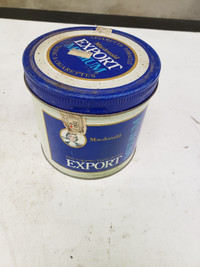 Vintage Export medium blue metal tobacco tin