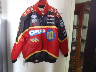 Dale Earnhardt Jr Oreo Ritz leather Jacket made by Jeff Hamilton nothing wrong with the Jacket you p...