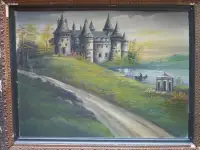 Landry tableau toile canevas paysage château chaloupe