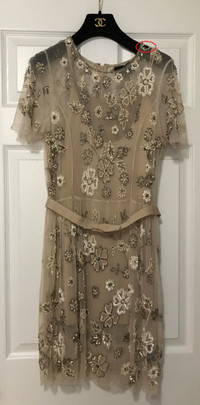 Lace Dress with Separate Lining and Belt