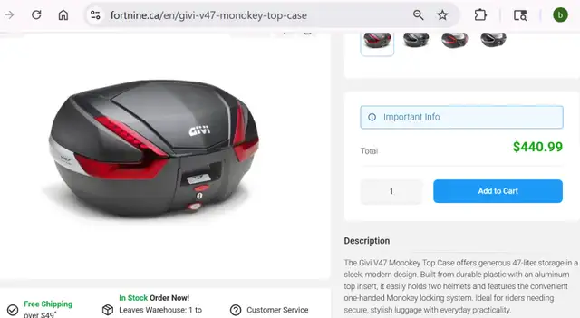 Valise/Panier à moto rigide. Marque GIVI/ Large ridgid case in Other in Gatineau - Image 6