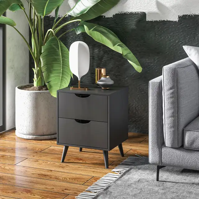 Modern Bedside Table, Nightstand with 2 Drawers and Pine Wood Le in Dressers & Wardrobes in Markham / York Region - Image 9