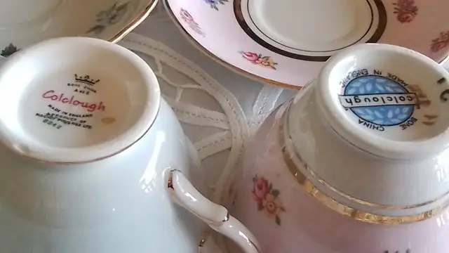 FINE BONE CHINA CUP SAUCERS - BLUE / PINK - COLCLOUGH  $15 EACH63804732315009121