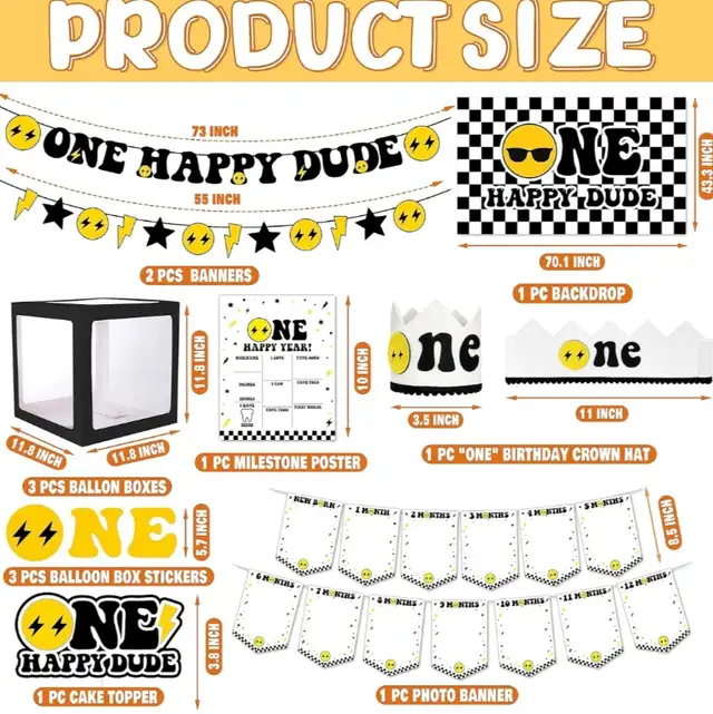 "One Happy Dude" 1st Birthday Party Decorations Pack-Selection D in Multi-item in City of Montréal - Image 4