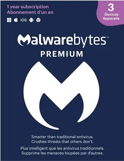 Malware Bytes Anti-Espion Premium (3 Utilisateur/1 ans) PC/MAC, View more