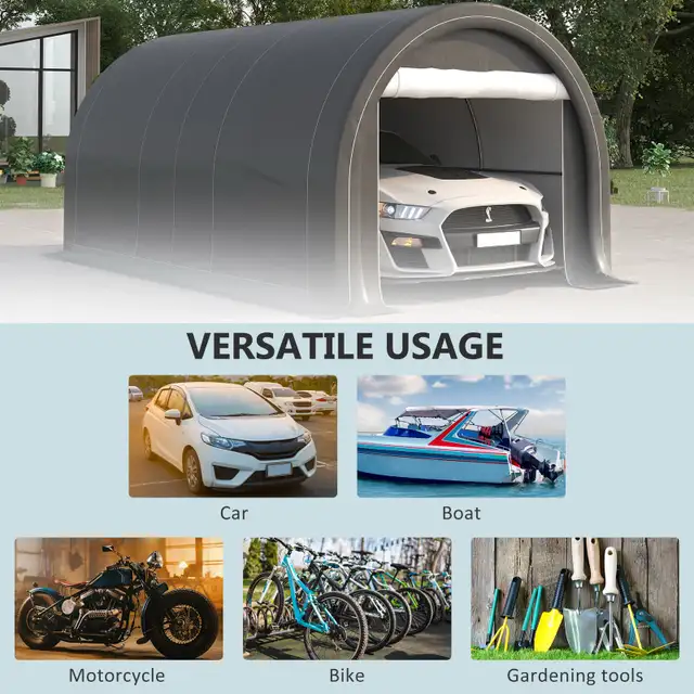 10' x 16' Heavy Duty Portable Carport Tent with Zippered Door in Outdoor Tools & Storage in Markham / York Region - Image 7
