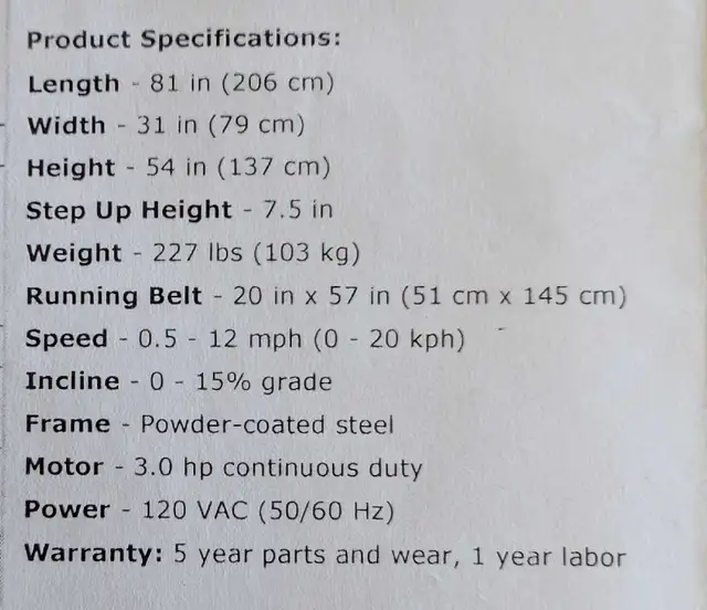 treadmill (Precore) in Exercise Equipment in Gatineau - Image 8