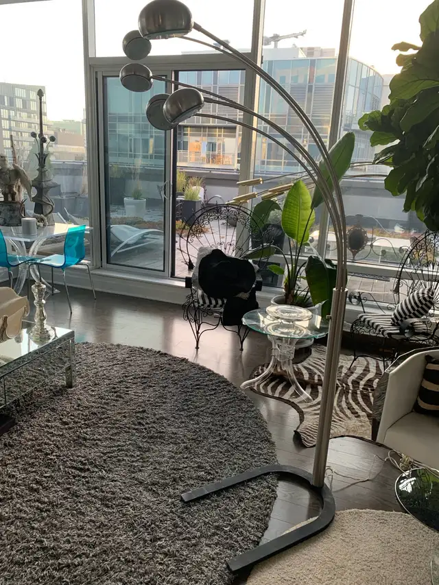 Retro mcm  floor lamp stainless 5 lights adjustable cascading in Indoor Lighting & Fans in City of Toronto - Image 3