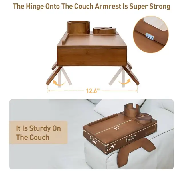 Wooden Couch Armrest Tray Table in Coffee Tables in Ottawa - Image 5