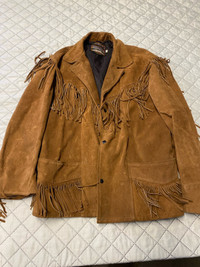 Resources Tan Leather Jacket w/ Tassels Mens Large