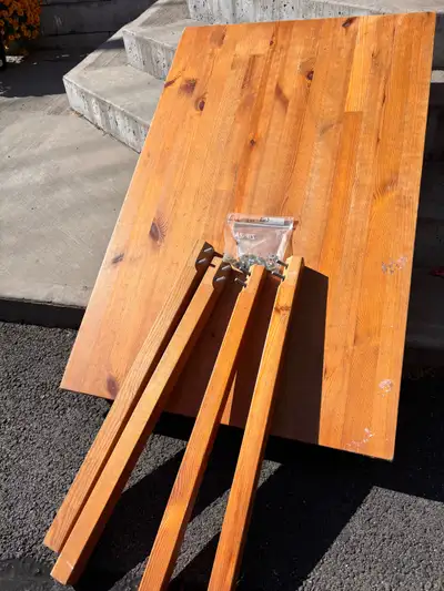wooden table with removable legs, View more