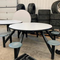 Round Cafeteria Table and Chairs