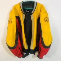 90s Akoury cool rare colour motorcycle leather jacket with pads