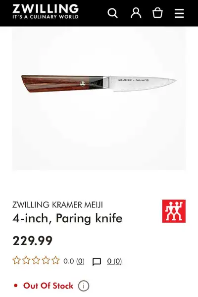 Zwilling Kramer Meiji 4 inch Paring Knife , View more