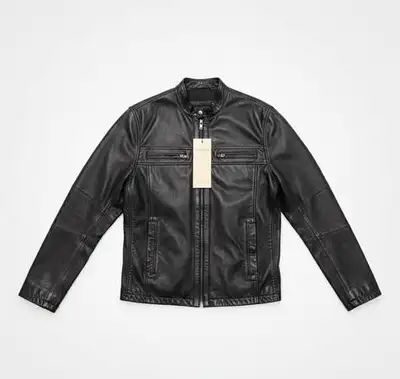 (NEW) Danier Men's Genuine Leather Racer Jacket - Large, View more