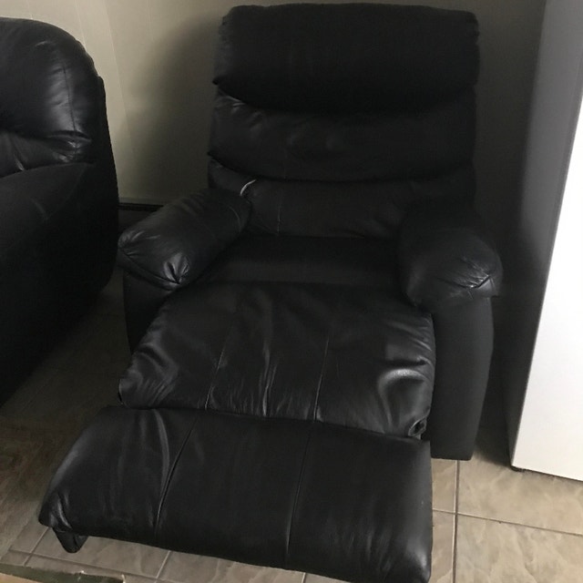 Black Leather Sofa and Reclining Armchair Chairs & Recliners