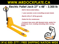 electric pallet jack 27 x 48 -3300 lb free delivery 1yr warranty