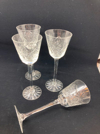 4 coupes verres vin cristal taillé pinwheel vintage
