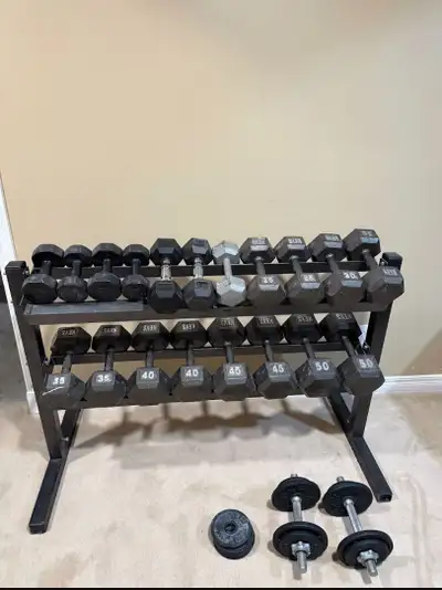 Complete Home Gym Dumbbell Set – Keys Fitness 15-50lb + Rack, View more