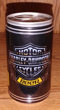 Harley-Davidson beer can.