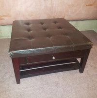 Faux Leather Ottoman with Storage
