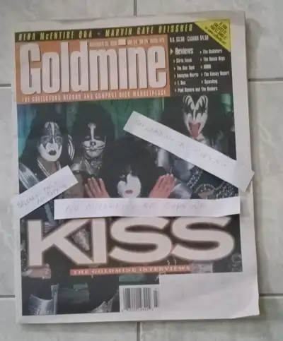 GOOD TO VERY GOOD!! KISS VINTAGE GOLDMINE RECORD MAGAZINE ACE PETER PAUL GENE INTERVIEWS AWESOME ADS...