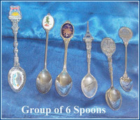 Group of 6  Beautiful Souvenir Spoons