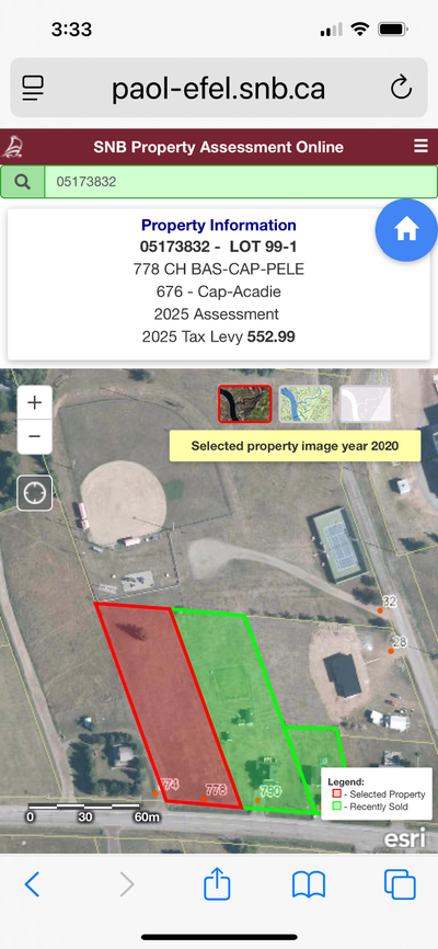 Waterview lot located at 778 ch Bas Cap Pele. Located close to baseball field and children park. Nic...