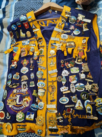 Vintage Lion club vest and pins